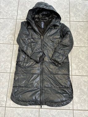 GAP Long Black Hooded Puffer Coat